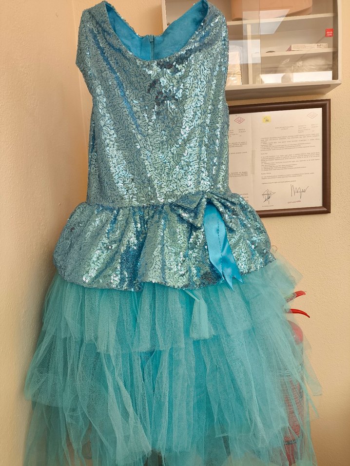 Mavi Parlak Pullu Kız Çocuk Abiye Elbise - Görsel 2