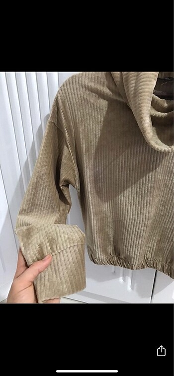 s Beden camel Renk Kısa Sweat