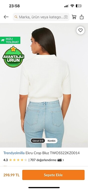 s Beden Crop bluz ekru