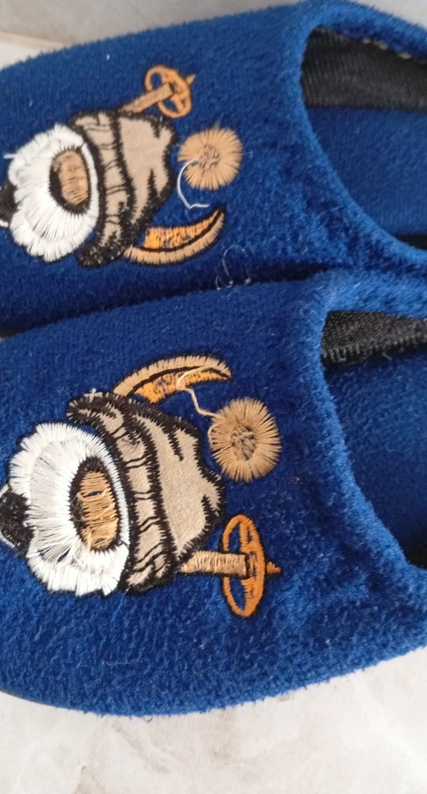 Erkek Çocuk Mavi Nakışlı Sıcak Terlik - Görsel 2