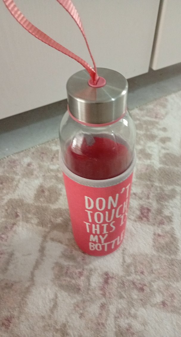 Pastel Pembe Cam Su Şişesi - Görsel 2