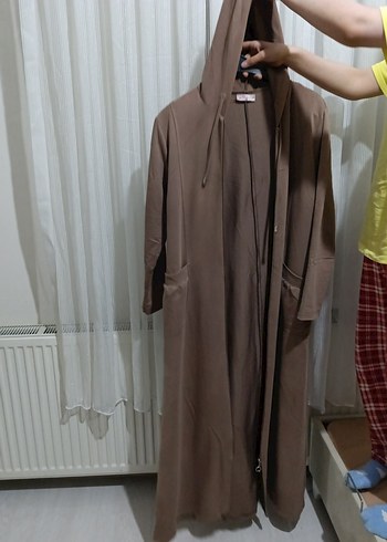 Bej Süet Fermuarlı V Yaka Hamile Hırka spor ferace - Görsel 6