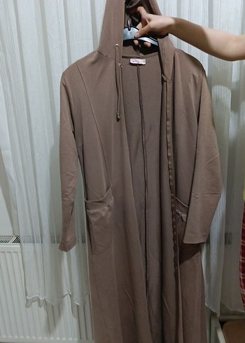 Bej Süet Fermuarlı V Yaka Hamile Hırka spor ferace - Görsel 5