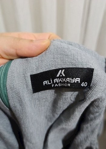 Gri Keten Midi Boy Düğmeli Bohem Elbise - Görsel 6