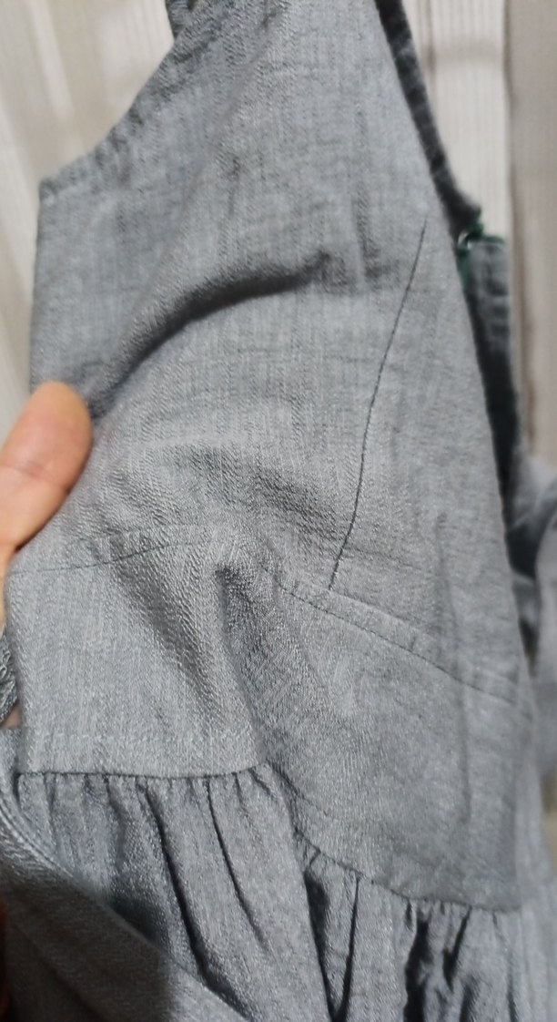 Gri Keten Midi Boy Düğmeli Bohem Elbise - Görsel 4