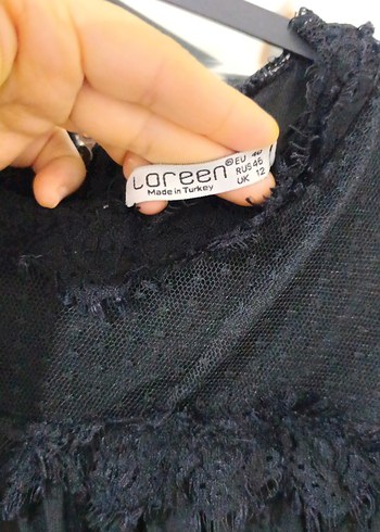 Uzun Kollu Siyah Fırfırlı Gotik Elbise - Görsel 4