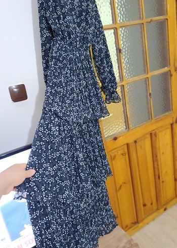 Mavi Bohem Pileli Uzun Kadın Elbise - Görsel 4