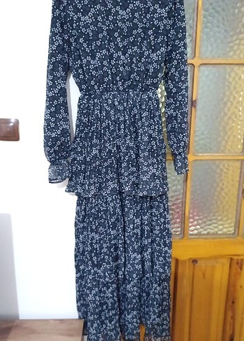 Mavi Bohem Pileli Uzun Kadın Elbise - Görsel 2