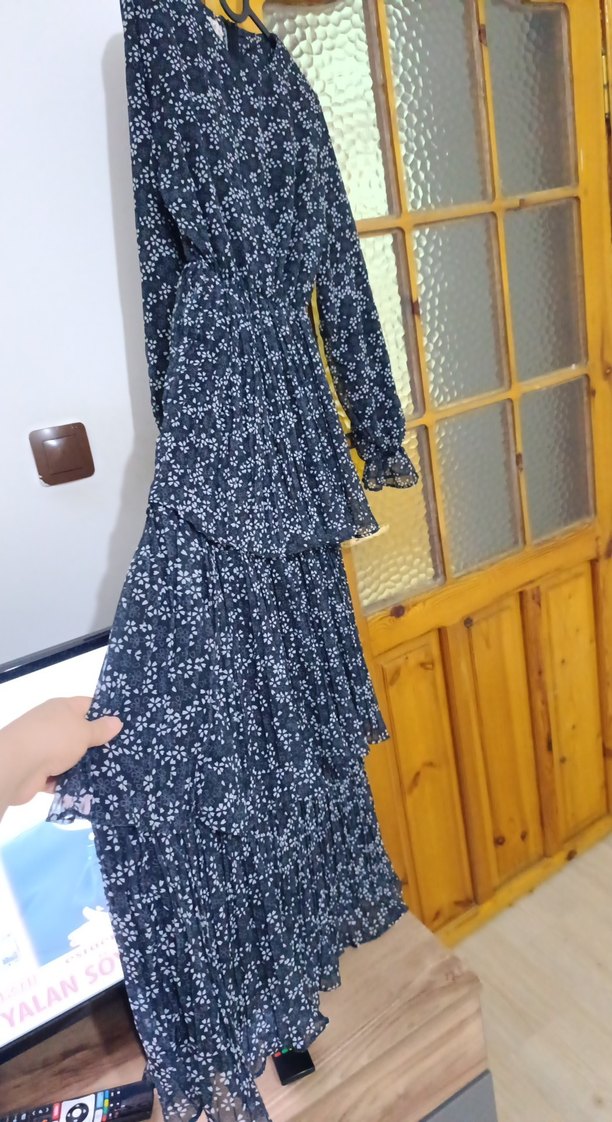 Mavi Bohem Pileli Uzun Kadın Elbise - Görsel 4