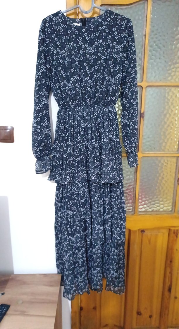 Mavi Bohem Pileli Uzun Kadın Elbise - Görsel 2