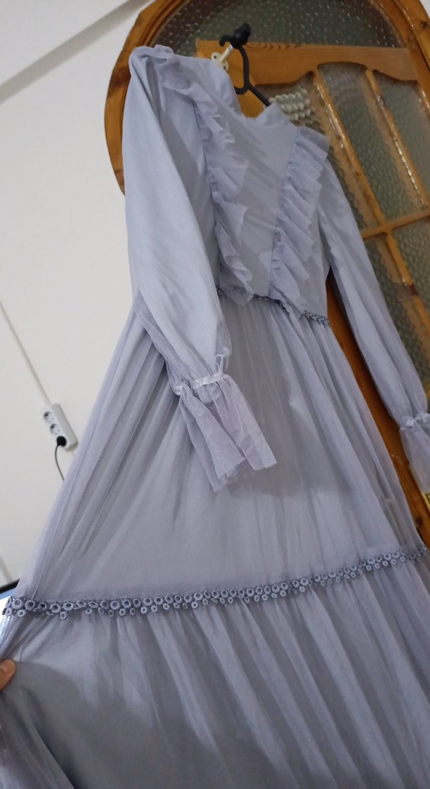 Uzun Kollu Nakışlı Bohem Elbise - Görsel 3