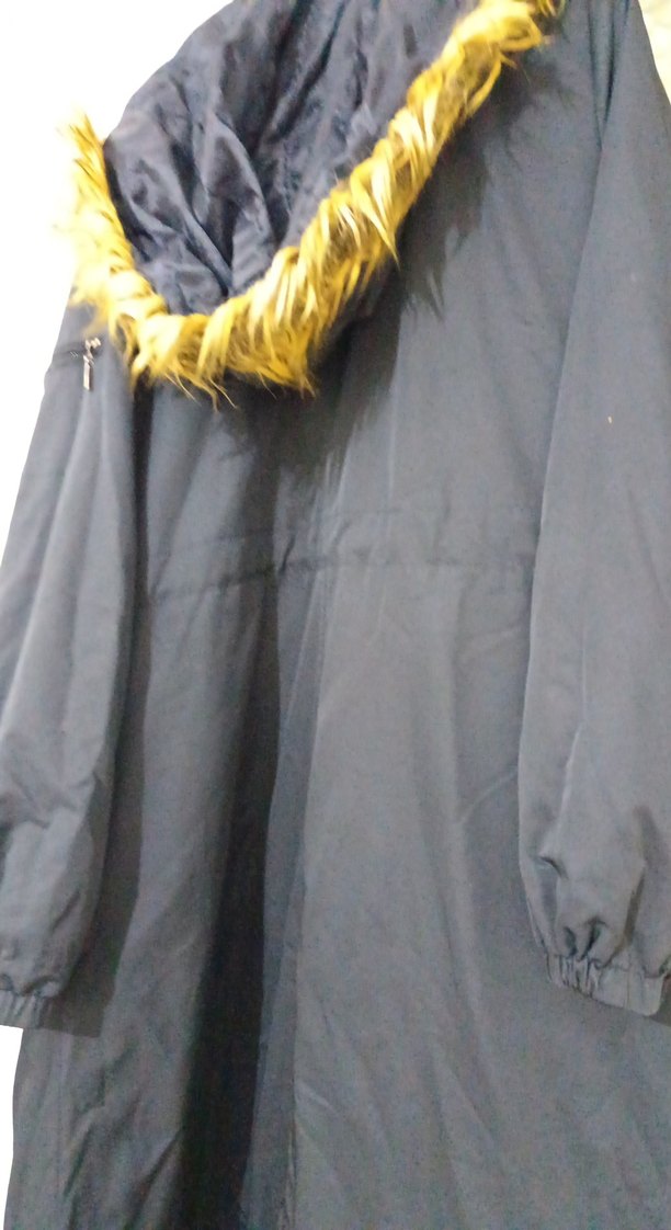 Uzun Mavi Kadın Ceket Düğmeli ve Rahat - Görsel 2