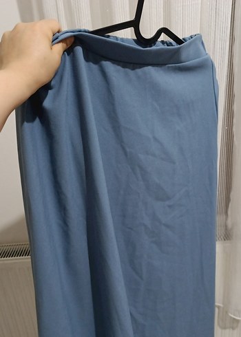 Kadın Mavi Midi Drapeli Etek - Görsel 2