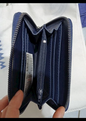 Beden mavi Renk Kadın Lacivert Deri Yılan Desenli Fermuarlı Cüzdan