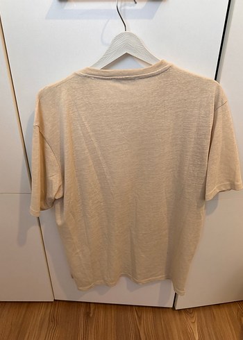m Beden Bej Keten Erkek Tişört Loose Fit