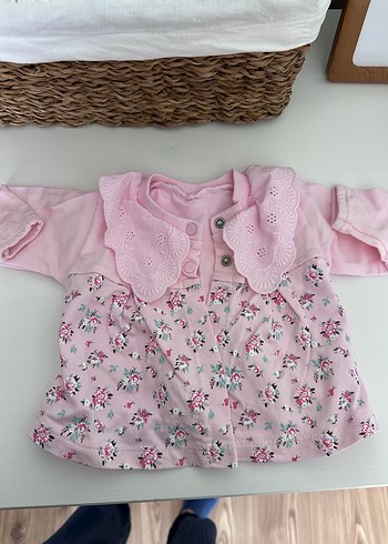 Çiçek Desenli Beyaz Bebek Body - Görsel 2