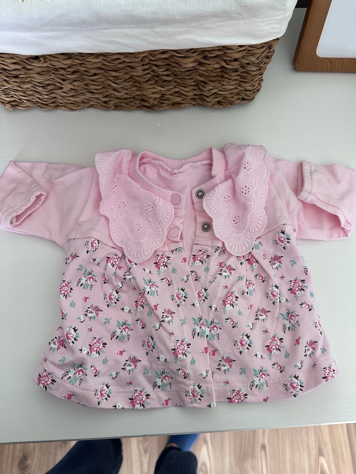 Çiçek Desenli Beyaz Bebek Body - Görsel 2