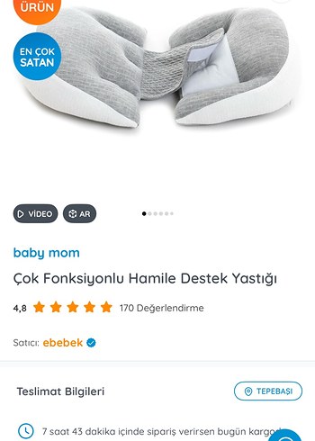 Gri Emzirme ve Hamilelik Yastığı - Görsel 3