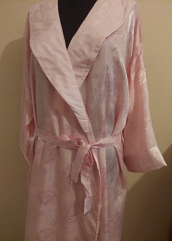 Pembe Uzun Kadın Vintage Sabahlık - Görsel 6