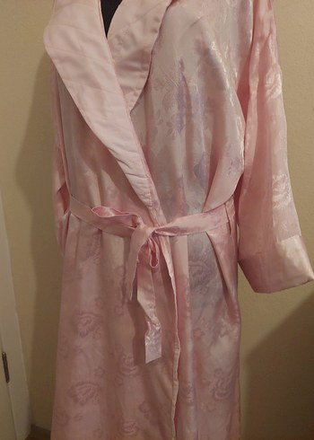 Pembe Uzun Kadın Vintage Sabahlık - Görsel 5