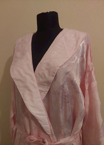 Pembe Uzun Kadın Vintage Sabahlık - Görsel 4