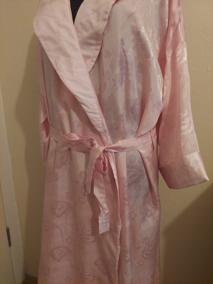 Pembe Uzun Kadın Vintage Sabahlık - Görsel 5