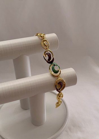 GOLD&ÇOK RENKLİ ZARİF HALKA EMAYE BİLEKLİK