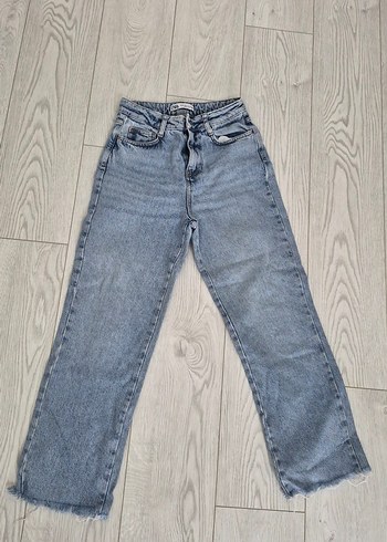 Zara Yuksek Bel Acik Mavi Denim Jean