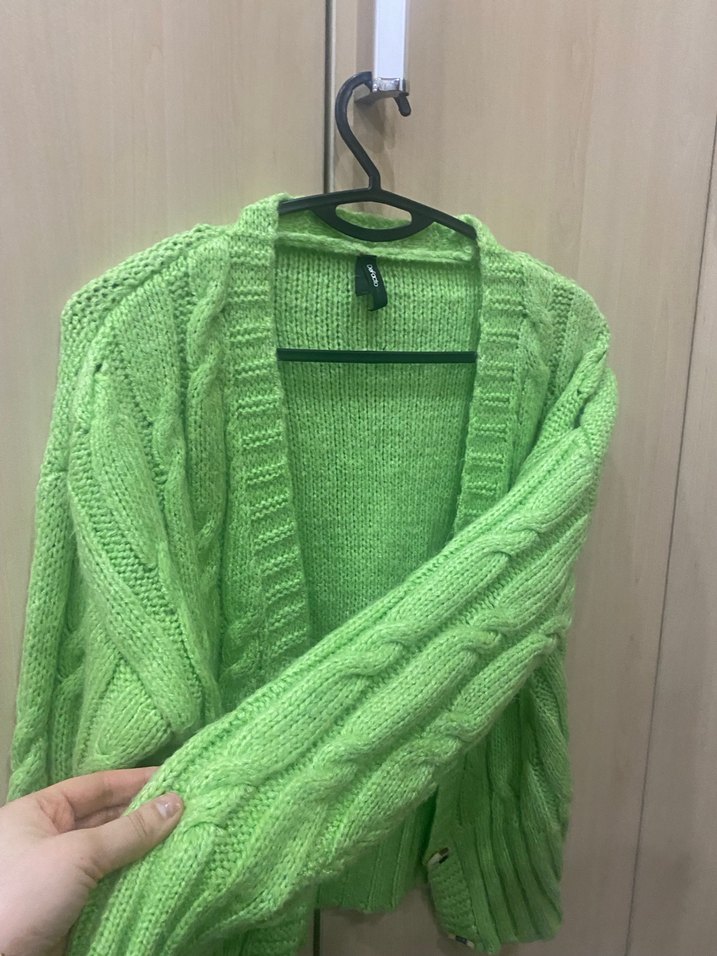 Yeşil Örgü Kadın Hırka - Görsel 2