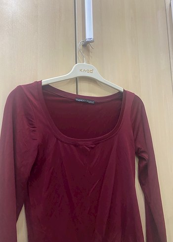 Bordo Kadın Uzun Kollu İnce Bluz - Görsel 2