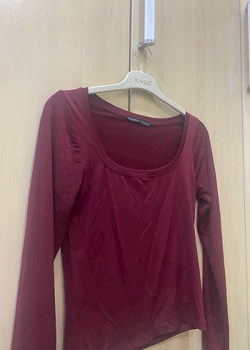 Bordo Kadın Uzun Kollu İnce Bluz - Görsel 3