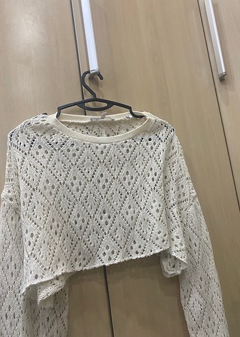 Bohem Tarz Beyaz Triko Kadın Kazak - Görsel 4