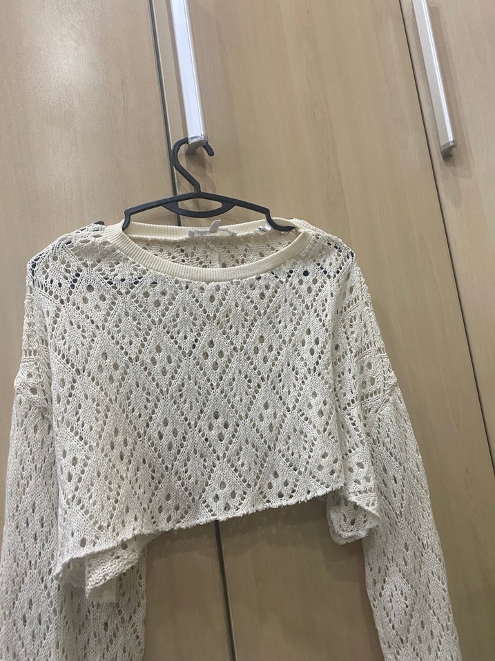 Bohem Tarz Beyaz Triko Kadın Kazak - Görsel 4