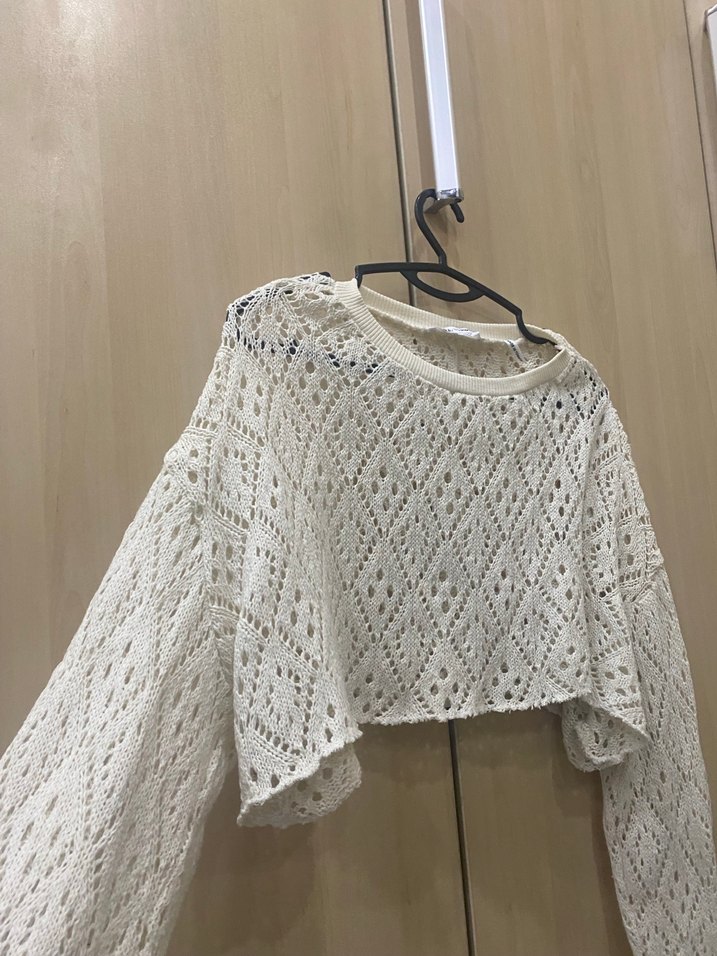 Bohem Tarz Beyaz Triko Kadın Kazak - Görsel 2