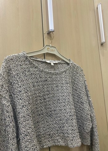 Gri Kadın Örgü Salaş Kazak - Görsel 3