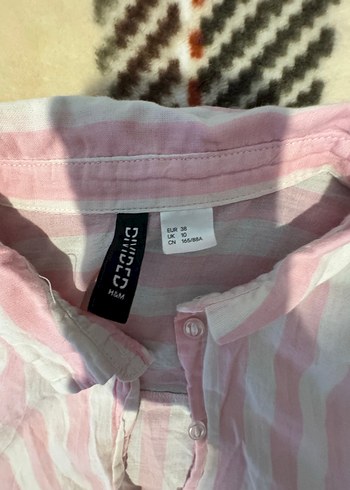 Düğmeli Pembe Keten Uzun Kollu Gömlek - Görsel 2