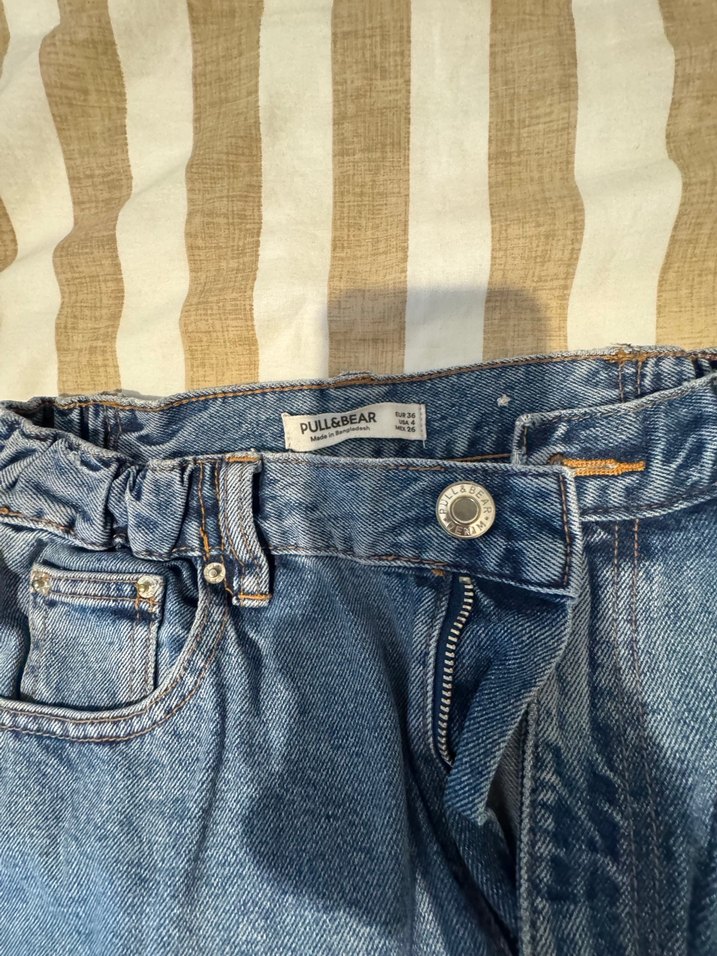 Kadın Mavi Geniş Kesim Kot Pantolon - Görsel 2