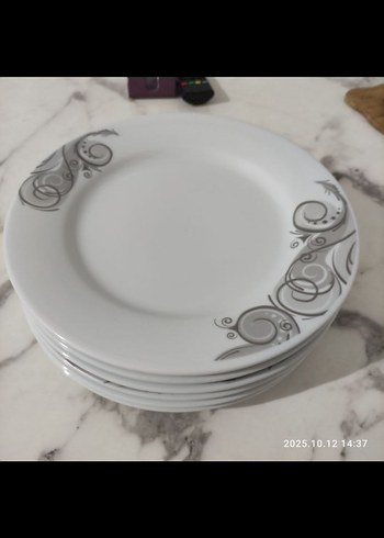 Gri Desenli Beyaz Tabak Seti - Görsel 2