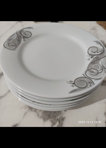 Gri Desenli Beyaz Tabak Seti - Görsel 3