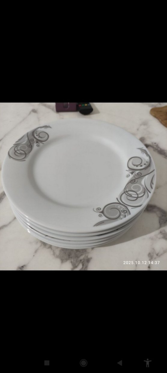 Gri Desenli Beyaz Tabak Seti - Görsel 2