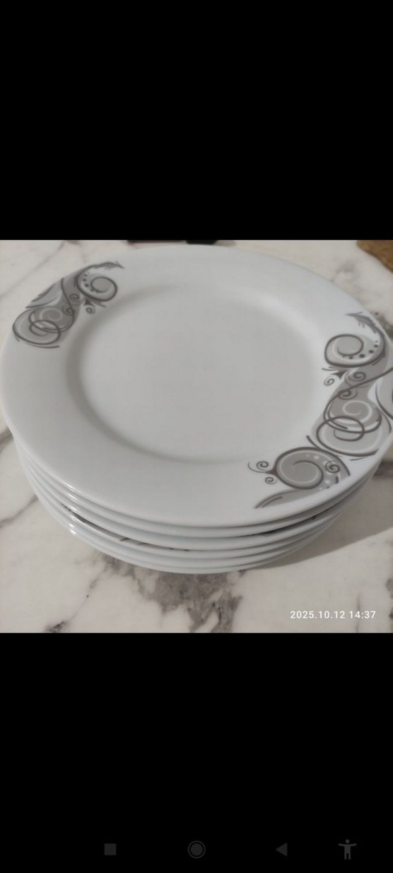 Gri Desenli Beyaz Tabak Seti - Görsel 3