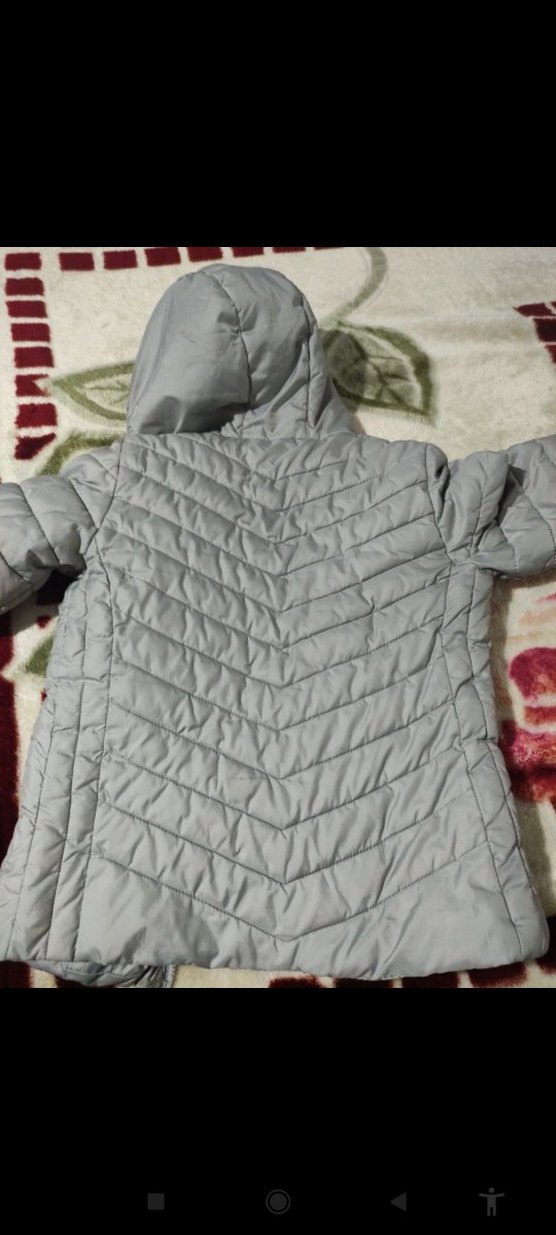 cocuk Gri Kapüşonlu Kış Montu - Görsel 3