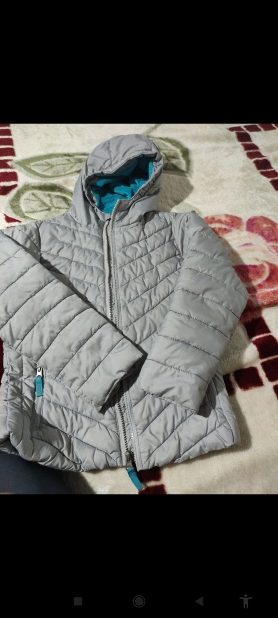 cocuk Gri Kapüşonlu Kış Montu - Görsel 4