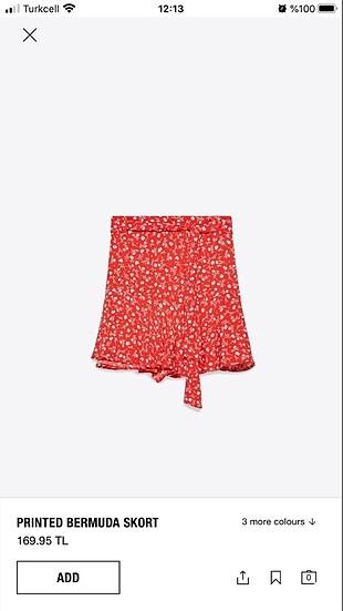 ZARA KIRMIZISORT ETEK XS BEDEN ETIKETLI
