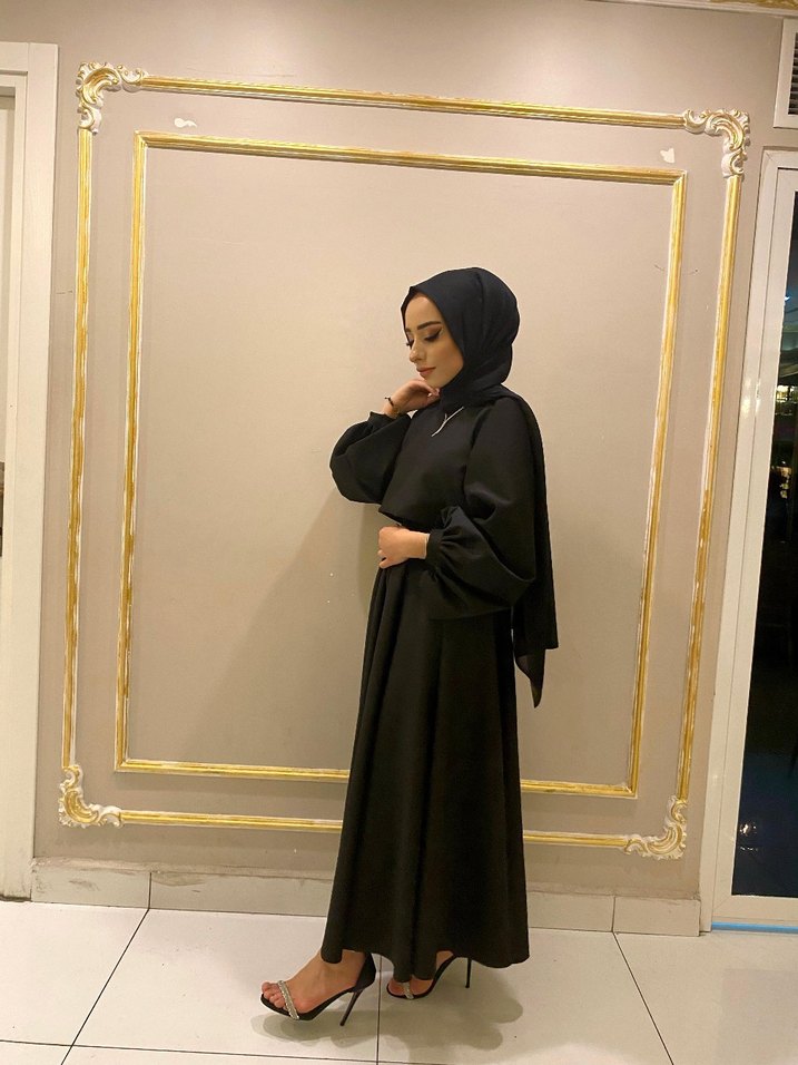 Siyah Uzun Kollu Salaş Siyah etekli takım - Görsel 2