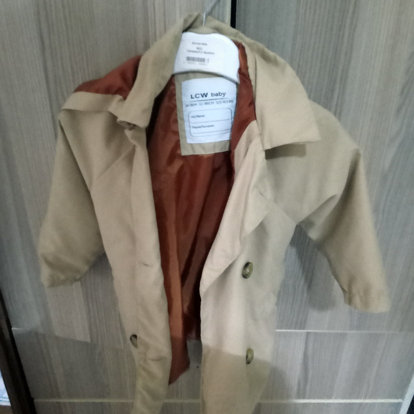 Bej Midi çocuk Trençkot Düğmeli Cepli - Görsel 2