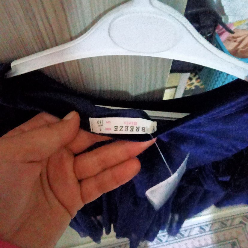 Kız Çocuk Lacivert Uzun Kollu Fırfırlı Elbise - Görsel 3