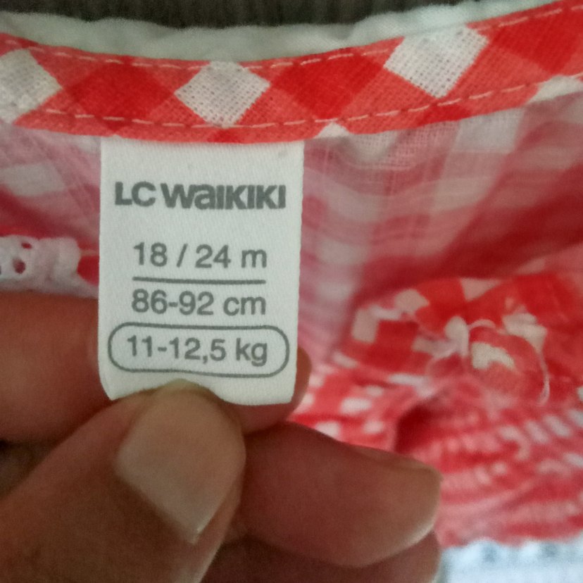 Kırmızı Kareli Nakışlı Kız Çocuk Elbise - Görsel 3