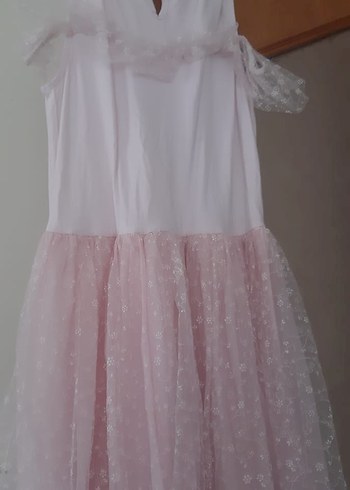 Pembe Kolsuz Fırfırlı Kız Elbisesi