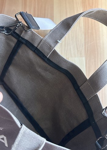 Beden kahverengi Renk bonheur tote bag canvas çanta